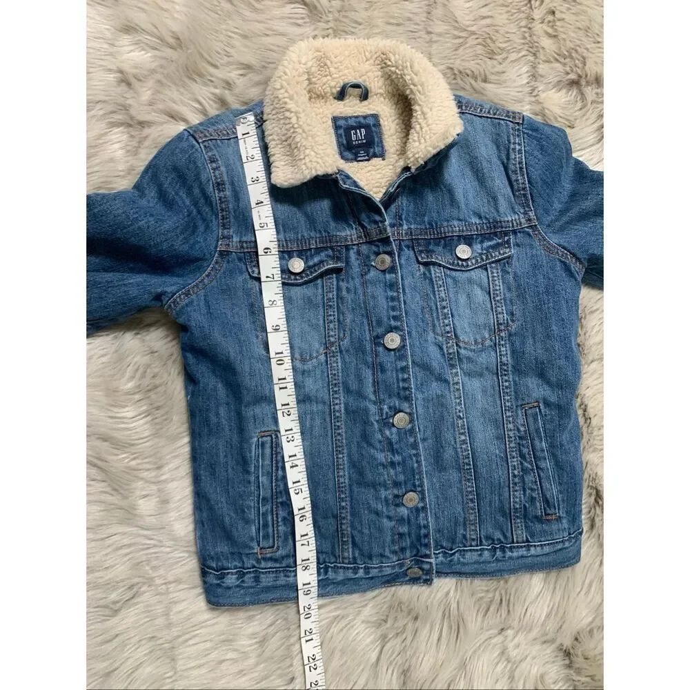Gap kids Sherpa Lined Denim Jacket Medium Wash XXL